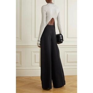 Maison Margiela Dress Sweater Ribbed Knit Wool Open Back Chic Midi Gray Large